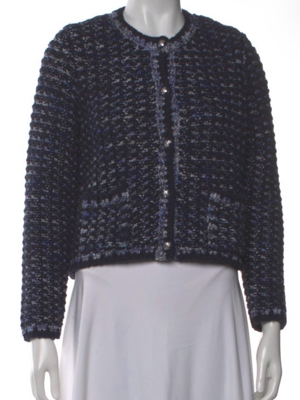 BA&SH GASPARD CARDIGAN Knit Button-Front Women's Blue Multi sz M